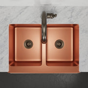 33" Ashland Copper Vine Design Double-Bowl Farmhouse Sink