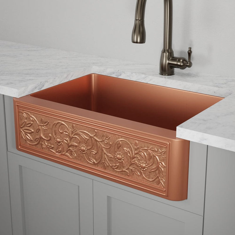 Magnus 109581 33" Ashland Copper Vine Design Single-Bowl Farmhouse Sink