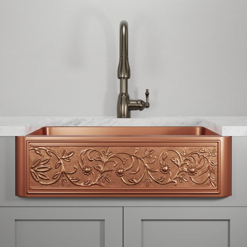 Magnus 109581 33" Ashland Copper Vine Design Single-Bowl Farmhouse Sink