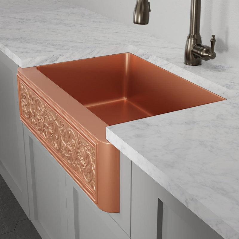 Magnus 109581 33" Ashland Copper Vine Design Single-Bowl Farmhouse Sink