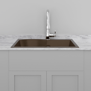 33" Bysen 60/40 Offset Double-Bowl  Granite Composite Sink - Brown