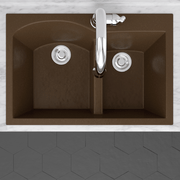 33" Bysen 60/40 Offset Double-Bowl  Granite Composite Sink - Brown