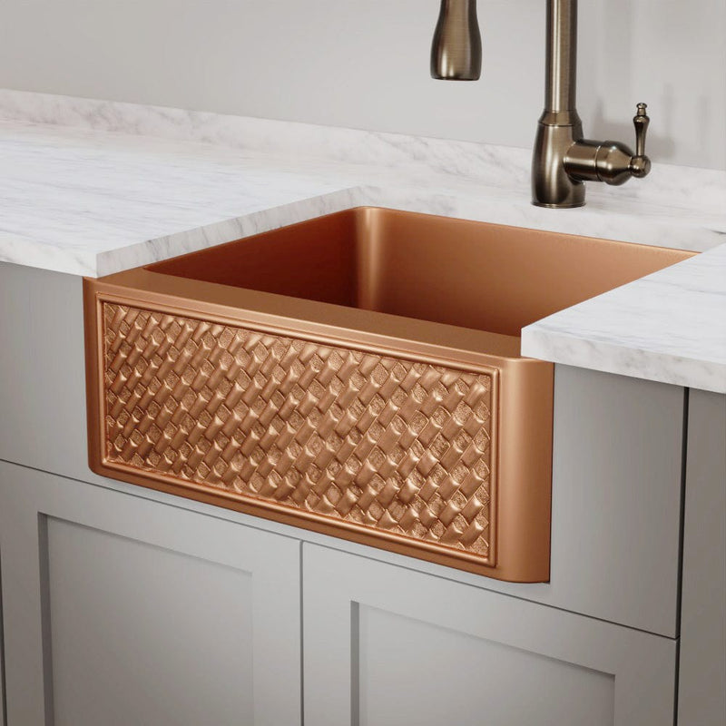 33" Ganston Copper Embossed Weave Design Single-Bowl Farmhouse Sink