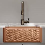 33" Ganston Copper Embossed Weave Design Single-Bowl Farmhouse Sink
