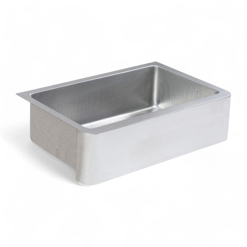 33" Glenmore Stainless Steel Farmhouse Sink - Matte Hammered Steel