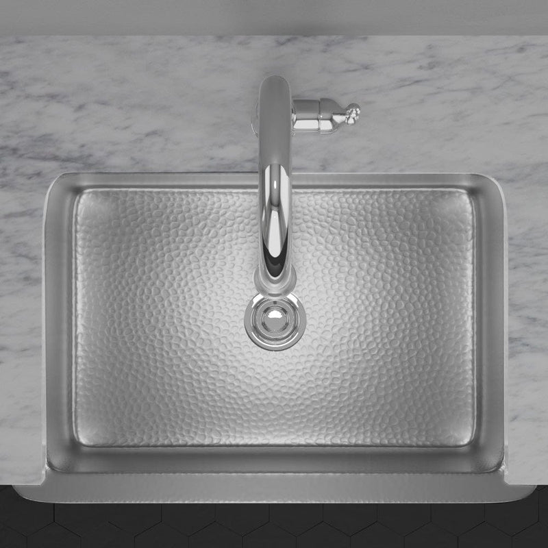 33" Glenmore Stainless Steel Farmhouse Sink - Matte Hammered Steel