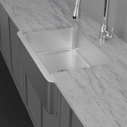 33" Glenmore Stainless Steel Farmhouse Sink - Matte Hammered Steel