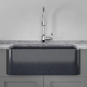 33" Smyrna Smooth Polished Blue Gray Granite Single-Bowl Farmhouse Sink