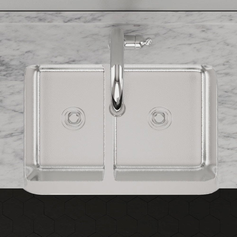 33" Talbert 60/40 Double-Bowl Stainless Steel Farmhouse Sink - Polished Hammered Steel