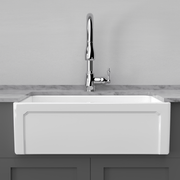 33" Ubel Handcrafted Fireclay Single-Bowl Framed Apron Farmhouse Sink - White