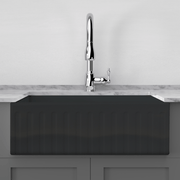33" Uberto Handcrafted Fireclay Single-Bowl Smooth Apron Farmhouse Sink - Glossy Black