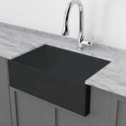 33" Uberto Handcrafted Fireclay Single-Bowl Smooth Apron Farmhouse Sink - Glossy Black