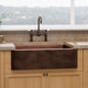 33" Verdin Single Bowl Hammered Copper Farmhouse Sink - Antique Copper Interior with Dark Copper Exterior