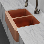 33" Wheaton Copper Hammered Apron Double-Bowl Farmhouse Sink