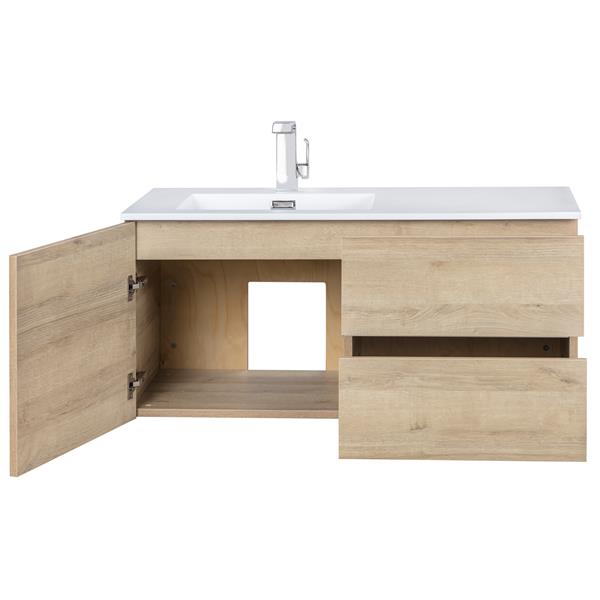 Cutler FV BW ORGANIC42 Beachwood 42" Single Sink Wall Mounted Cultured Marble Top Bathroom Vanity - Organic