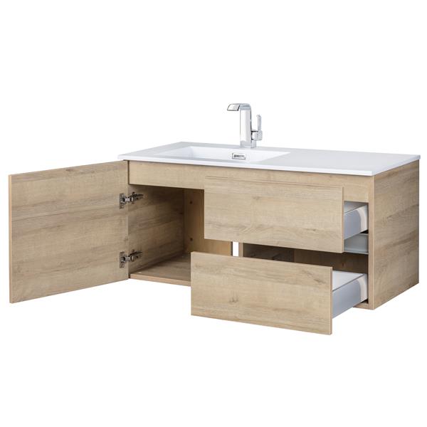 Cutler FV BW ORGANIC42 Beachwood 42" Single Sink Wall Mounted Cultured Marble Top Bathroom Vanity - Organic