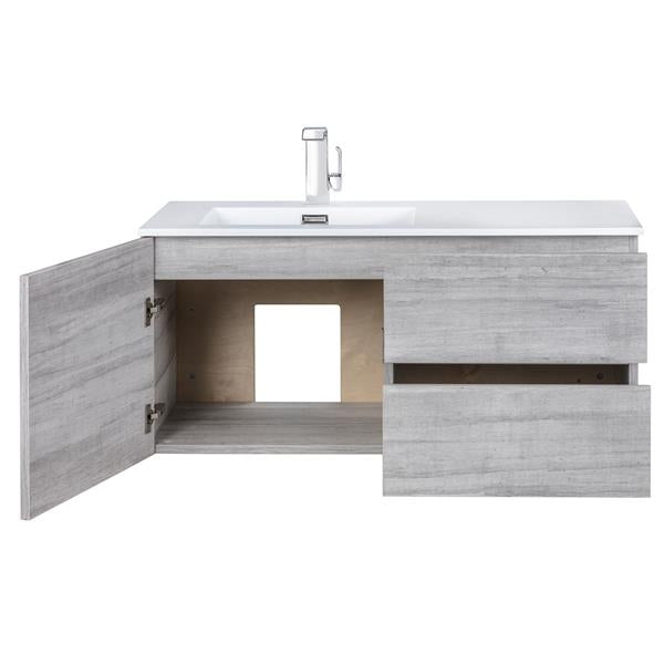 Cutler FV BW SOHO42 Beachwood 42" Single Sink Wall Mounted Cultured Marble Top Bathroom Vanity - Soho
