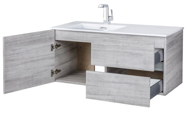 Cutler FV BW SOHO42 Beachwood 42" Single Sink Wall Mounted Cultured Marble Top Bathroom Vanity - Soho