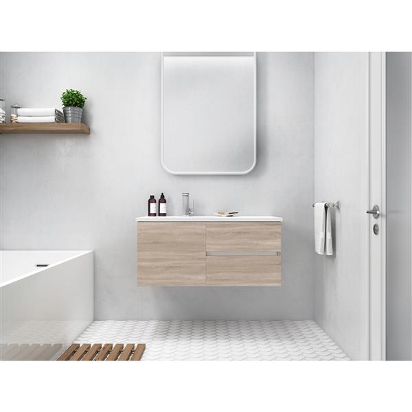 Cutler FV BW DORATO42 Beachwood 42" Single Sink Wall Mounted Cultured Marble Top Bathroom Vanity - Dorato