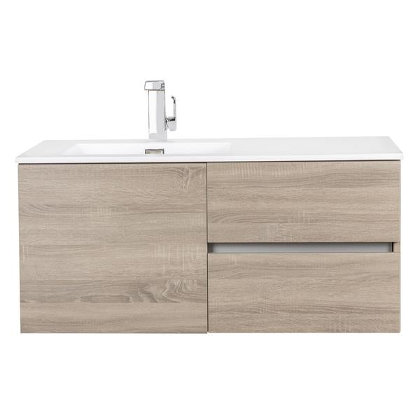 Cutler FV BW DORATO42 Beachwood 42" Single Sink Wall Mounted Cultured Marble Top Bathroom Vanity - Dorato