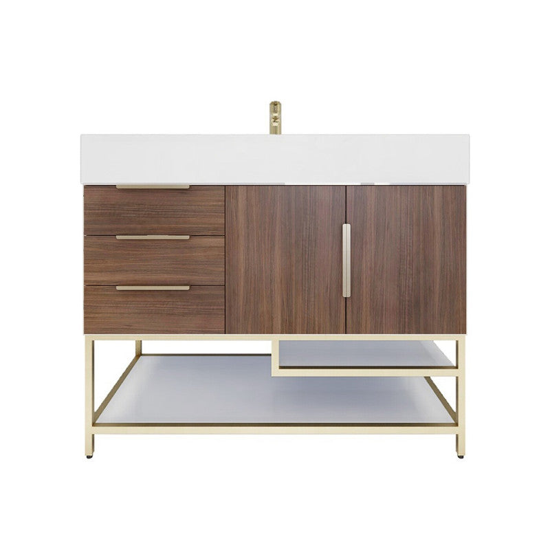 Moreno Bath BETHANYFS42-L Bethany 42'' Freestanding Art Deco Bathroom Vanity Set with Reinforced Acrylic Sink Top (Left Side Drawers) - view 15
