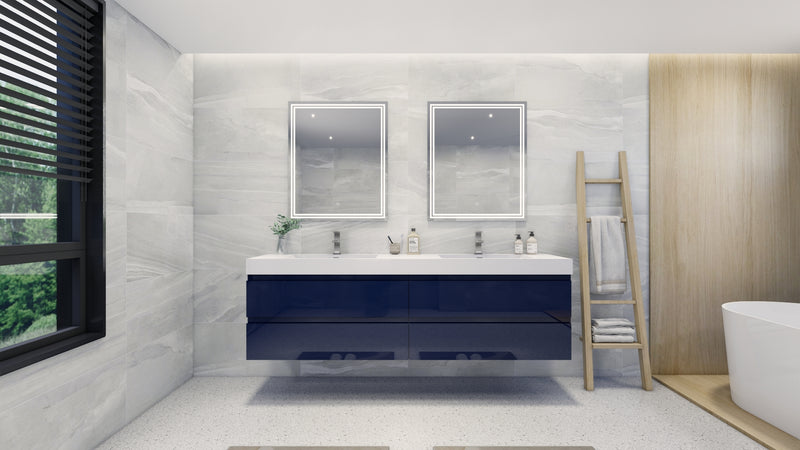 Moreno Bath FORTUNE84D Fortune 84" Floating Bathroom Vanity Set with Reinforced Acrylic Double Sink Top - view 19