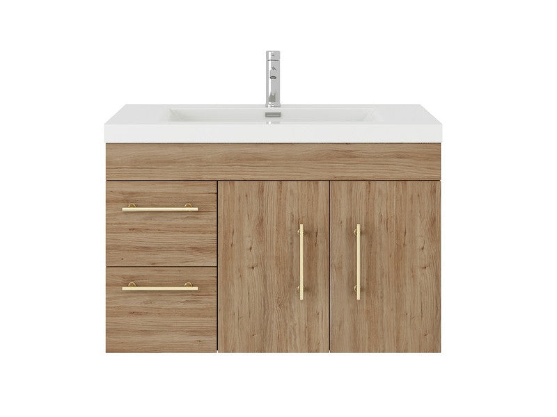 Moreno Bath ELSA36LWH Elsa 36" Floating Bathroom Vanity With Reinforced Acrylic Sink Top (Left Side Drawers)