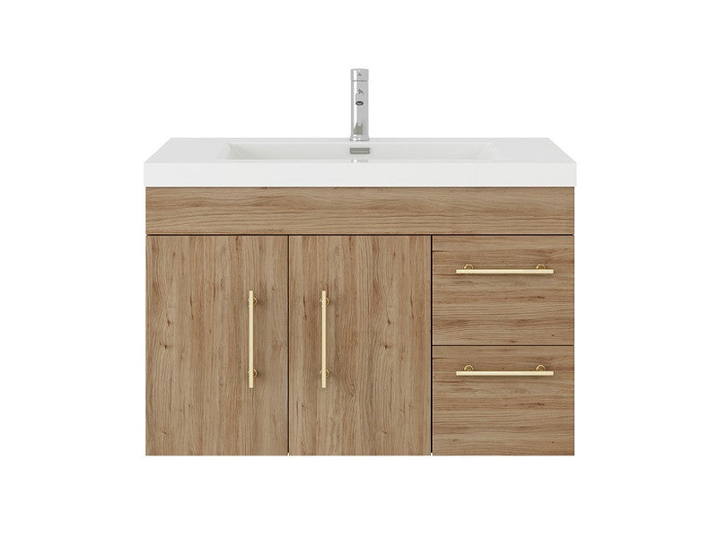 Moreno Bath ELSA36RWH Elsa 36" Floating Bathroom Vanity With Reinforced Acrylic Sink Top (Right Side Drawers)