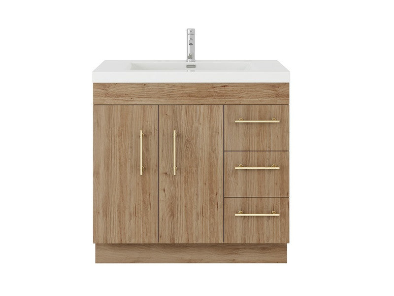 Moreno Bath ELSA36RFS Elsa 36" Freestanding Vanity With Reinforced Acrylic Sink Top (Right Side Drawers)