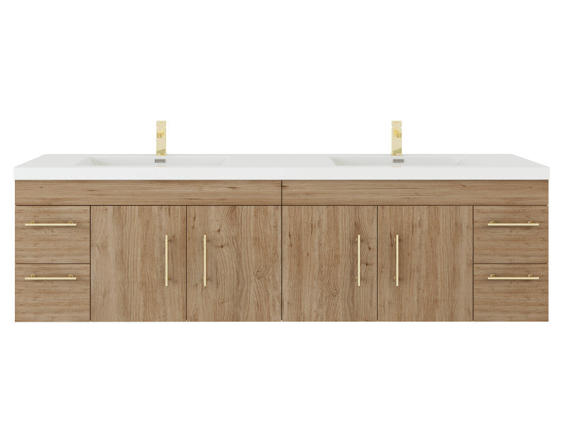 Moreno Bath ELSA84DWH Elsa 84" Floating Bathroom Vanity With Reinforced Acrylic Double Sink Top