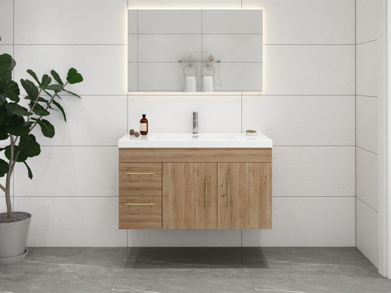 Moreno Bath ELSA42LWH Elsa 42" Floating Bathroom Vanity With Reinforced Acrylic Sink Top (Left Side Drawers)