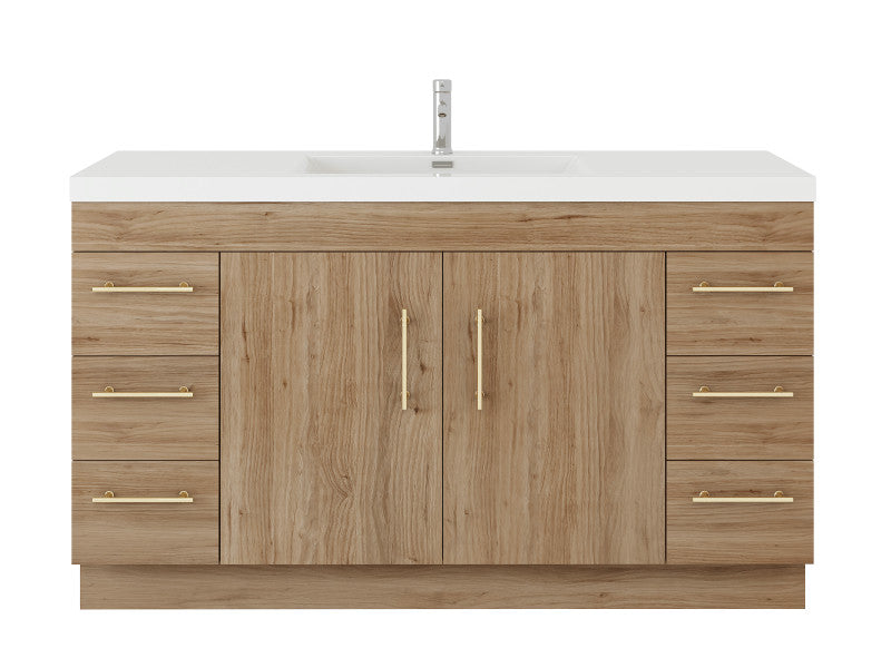 Moreno Bath ELSA60SFS Elsa 60" Freestanding Vanity With Reinforced Acrylic Single Sink Top