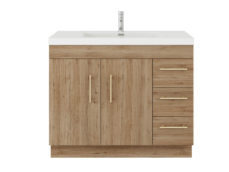 Moreno Bath ELSA42RFS Elsa 42" Freestanding Vanity With Reinforced Acrylic Sink Top (Right Side Drawers)