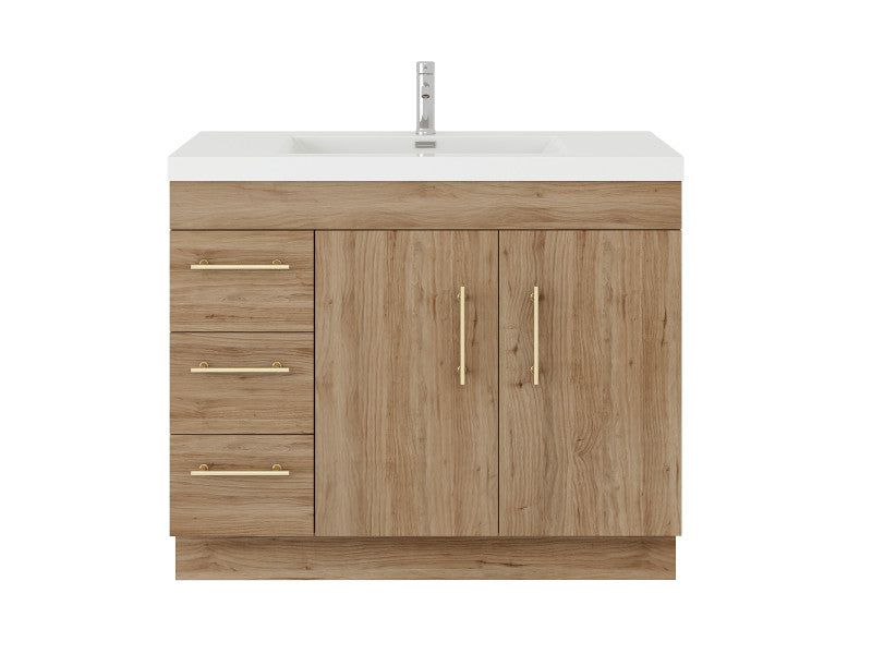Moreno Bath ELSA42LFS Elsa 42" Freestanding Vanity With Reinforced Acrylic Sink Top (Left Side Drawers)
