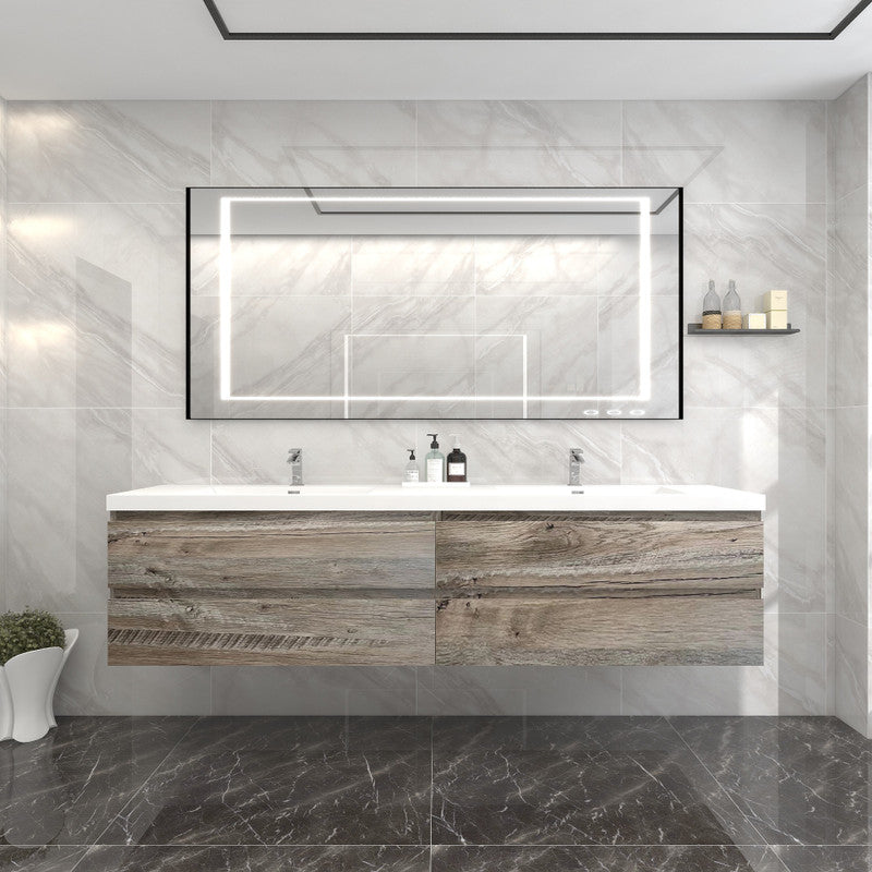 Moreno Bath BOW84 BOW 84" FLOATING BATHROOM VANITY WITH REINFORCED ACRYLIC DOUBLE SINK - view 11