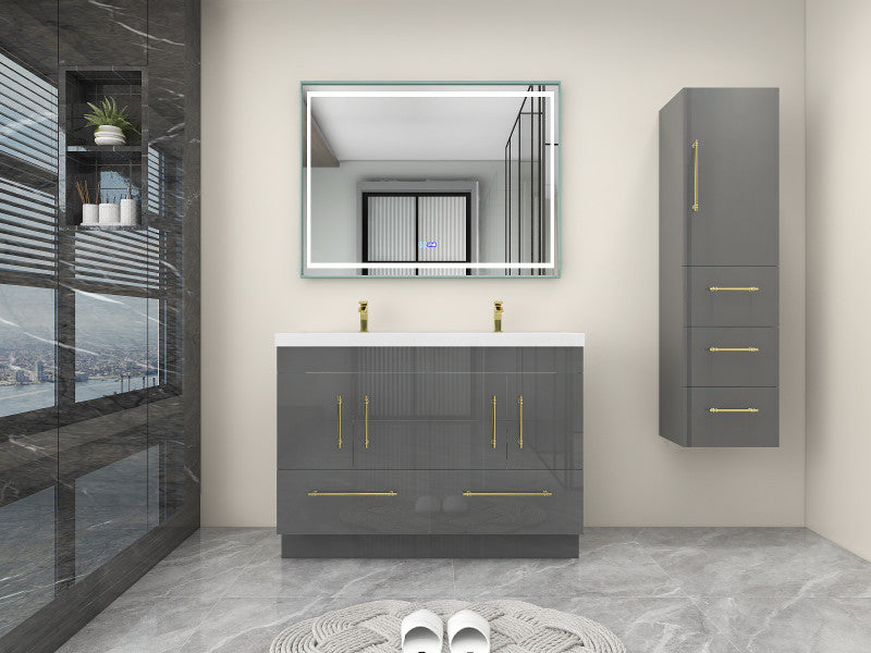 Moreno Bath ELSA48DDFS Elsa 48" Freestanding Double Vanity With Reinforced Acrylic Double Sink Top