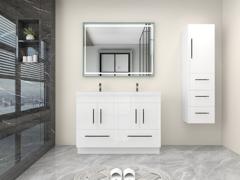 Moreno Bath ELSA48DDFS Elsa 48" Freestanding Double Vanity With Reinforced Acrylic Double Sink Top