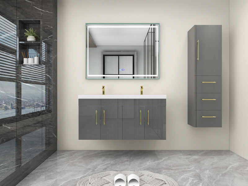 Moreno Bath ELSA48DDWH Elsa 48" Floating Double Vanity With Reinforced Acrylic Double Sink Top