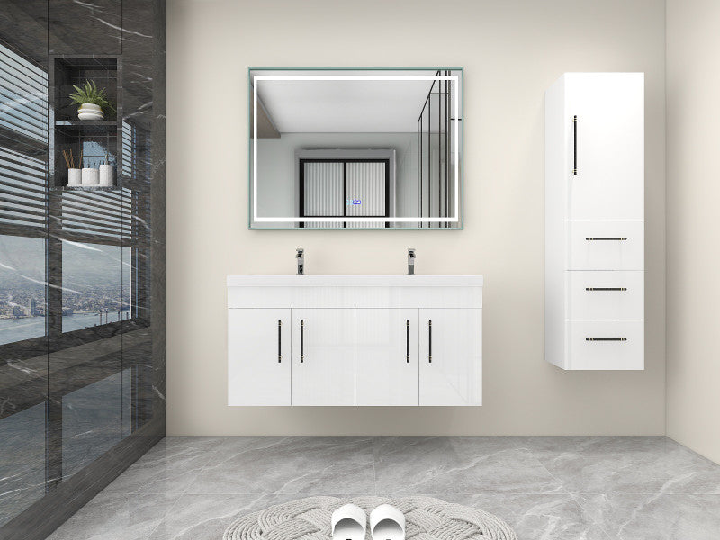Moreno Bath ELSA48DDWH Elsa 48" Floating Double Vanity With Reinforced Acrylic Double Sink Top
