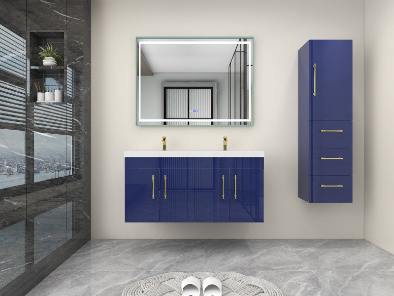 Moreno Bath ELSA48DDWH Elsa 48" Floating Double Vanity With Reinforced Acrylic Double Sink Top