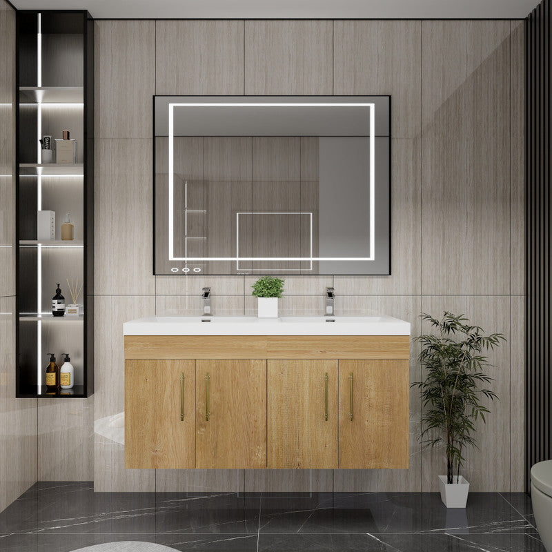 Moreno Bath ELSA48DDWH Elsa 48" Floating Double Vanity With Reinforced Acrylic Double Sink Top