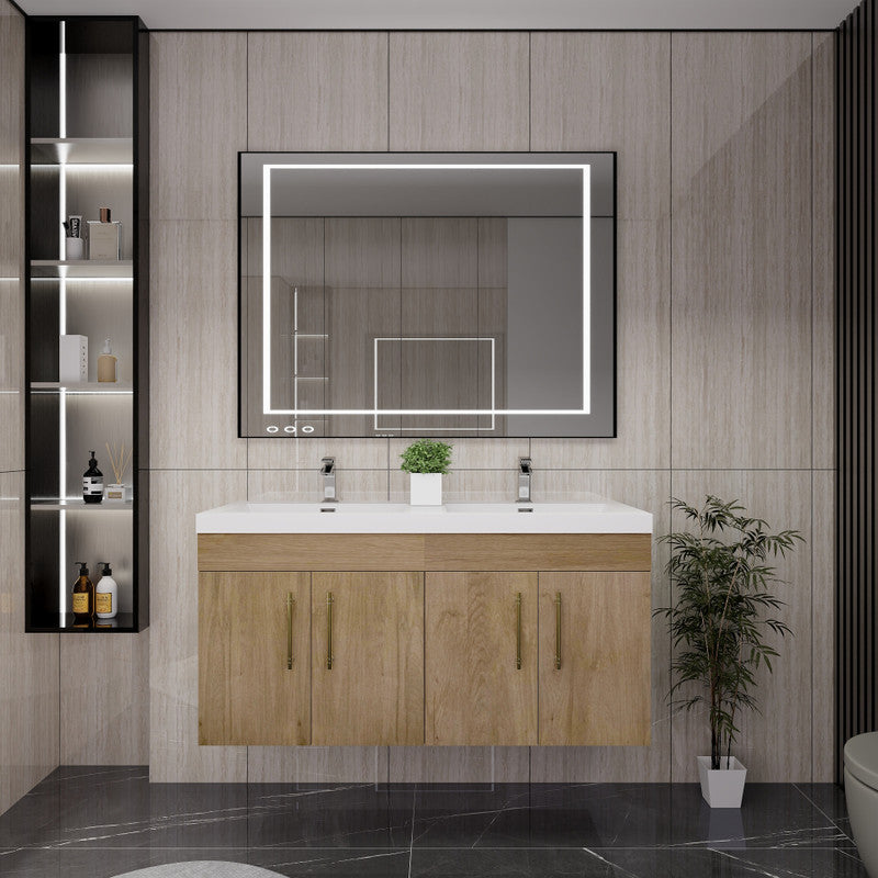 Moreno Bath ELSA48DDWH Elsa 48" Floating Double Vanity With Reinforced Acrylic Double Sink Top