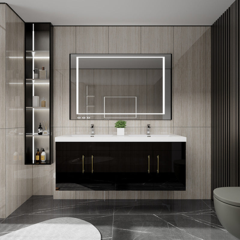 Moreno Bath ELSA60DDWH Elsa 60" Floating Double Vanity With Reinforced Acrylic Double Sink Top