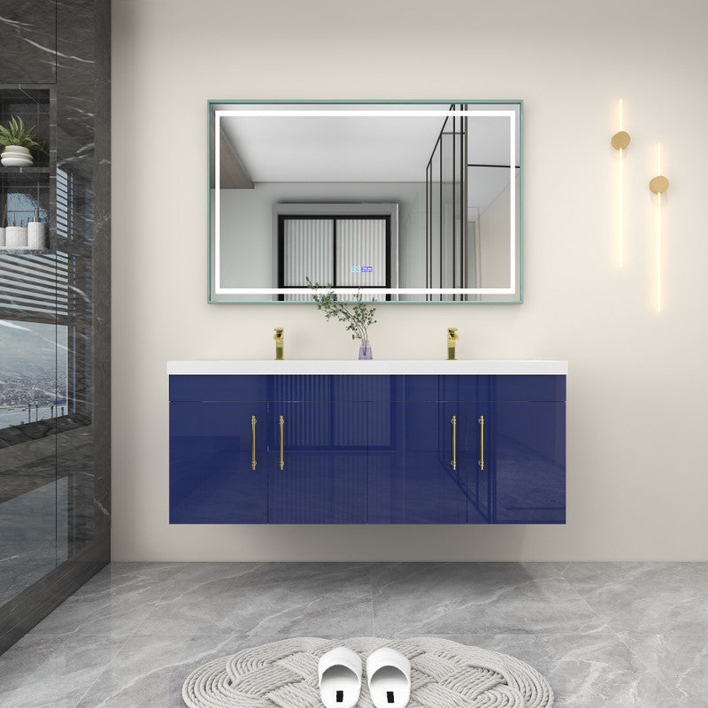 Moreno Bath ELSA60DDWH Elsa 60" Floating Double Vanity With Reinforced Acrylic Double Sink Top