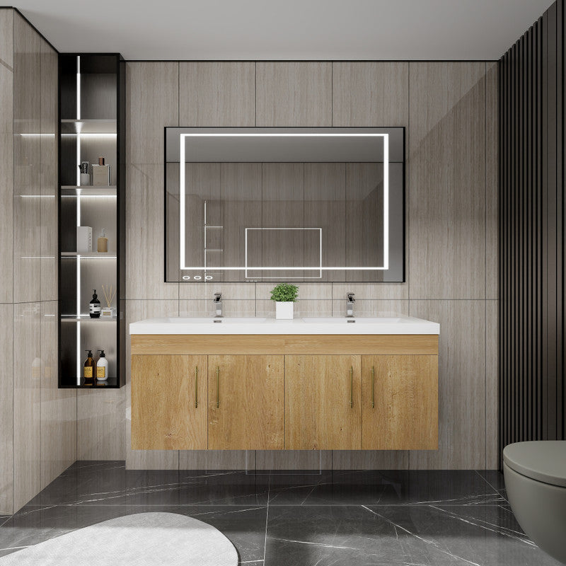 Moreno Bath ELSA60DDWH Elsa 60" Floating Double Vanity With Reinforced Acrylic Double Sink Top