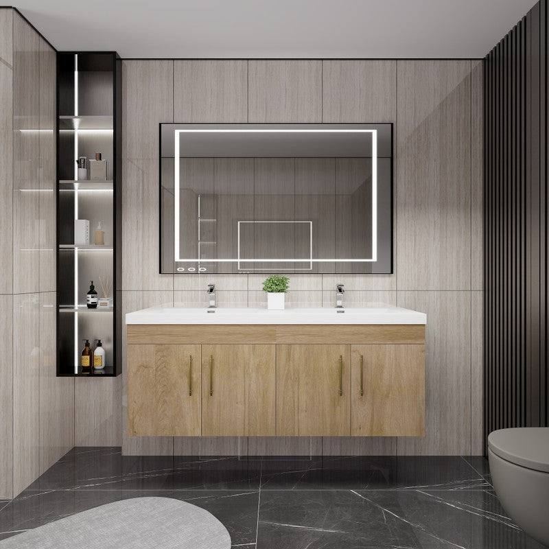Moreno Bath ELSA60DDWH Elsa 60" Floating Double Vanity With Reinforced Acrylic Double Sink Top