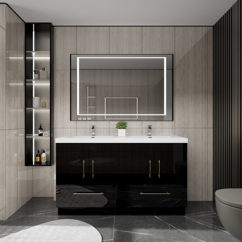 Moreno Bath ELSA60DDFS Elsa 60" Freestanding Double Vanity With Reinforced Acrylic Double Sink Top