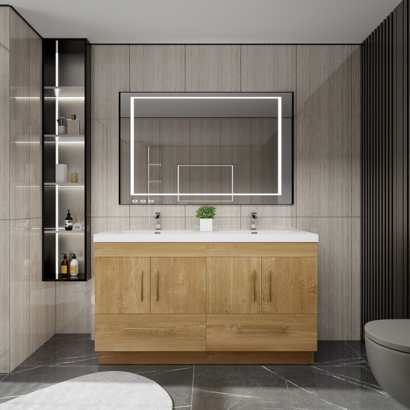 Moreno Bath ELSA60DDFS Elsa 60" Freestanding Double Vanity With Reinforced Acrylic Double Sink Top