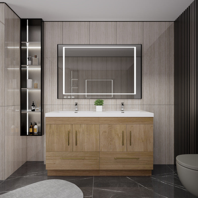 Moreno Bath ELSA60DDFS Elsa 60" Freestanding Double Vanity With Reinforced Acrylic Double Sink Top