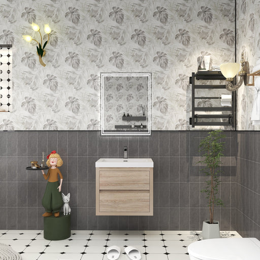 Louis 24" Floating Bathroom Vanity - White Oak